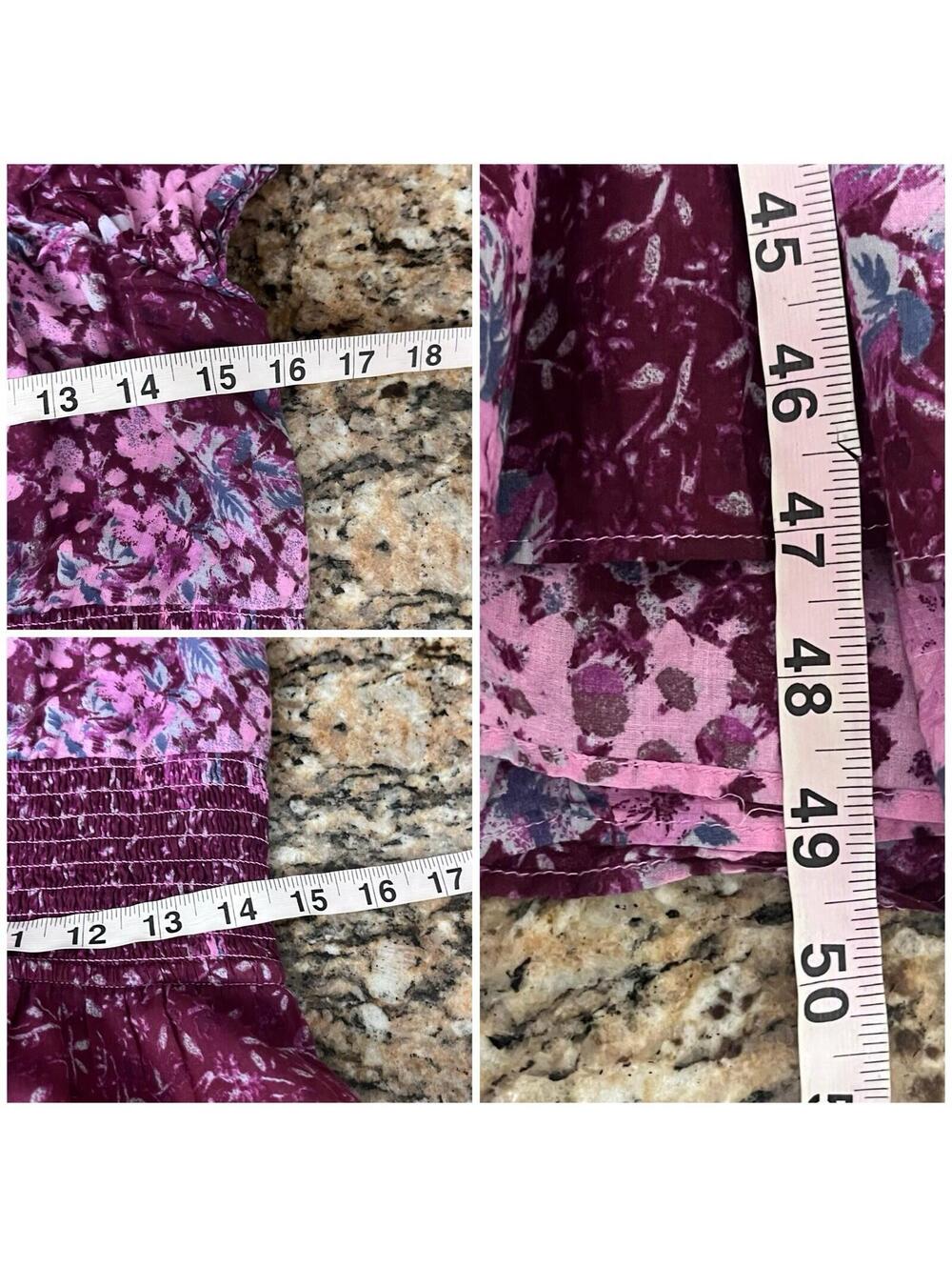 Free People Sundrenched Floral Maxi Dress XL Purple Pink Puff Sleeve Boho Hippie - Picture 6 of 10